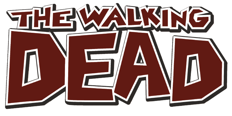 Dunkelroter Titel-Logo von "The Walking Dead" auf weißem Hintergrund