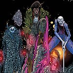 Buchcover des Comics „Precious Metal“ von Darcy Van Poelgeest und Ian Bertram: Düstere Illustration eines Mannes mit mechanischem Arm, umgeben von futuristischen Elementen und einem leuchtenden Hintergrund. Der Titel „Precious Metal“ ist prominent in metallischen Buchstaben dargestellt.