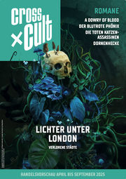 Cover der Händlerkatalogvorschau von Cross Cult Romane – Fruhjahr 2025 mit dem Covermotiv und dem Titellogo von "Lichter unter London"