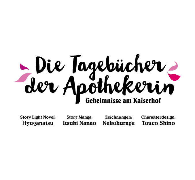 schwarzer Titel-Logo von "Die Tagebücher der Apothekerin" mit Namen der Autoren, auf weißem Hintergrund. 